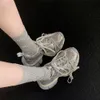 Skórzana siatka grube Sole Casual Lace Up Sports Buty dla kobiet noszą wiosną letnią jesienną zimę