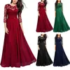 Abiti casual abito a cucitura in pizzo solido Elegante Maxi per la festa notturna per nozze Plus size abiti da sera di lusso