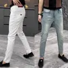 Designer Jeans Mens Spring/Summer Nine point Jeans, Men's Net, Popular Brand, Fashionable Small Feet Pants, Simplified European High Grade Washed Business Casual Pants