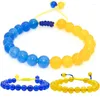 Charm Bracelets Ukraine Flag Color Lucky Jewelry Couple Quartz Beads Woven Handmade Braided Rope Adjustable Women Wrist Chain