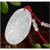 Colliers pendants chinois faits à la main à la main blanc naturel blanc afghan tardif sculpture nue sirène jade jade amet collier mode cadeau de mode de dhuy1