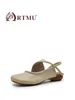 Zapatos informales Artmu Sandalias de cuero genuinas originales para mujeres de verano exterior de mujeres Talones bajos Totones redondos Vestido de lujo