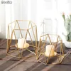 Candle Holders NOOLIM Nordic Golden Geometric Iron Candlestick Ornaments Home Wedding Decoration Holder Romantic Candlelight