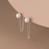 Stud -oorbellen Lavifam 925 Sterling Silver Synthetische Pearl Back Hanging for Women Simple Luxury Ear Sieraden