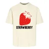 24ss Spring Summer Europe Italy Letter Big Strawberry Print Tee Fashion Mens Skateboard Short Sleeve Tshirt Women Clothes Casual Cotton Designer T shirts 0427