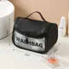 Nouveau sac cosmétique transparent sac de toilette givré PU Flip Bath Bath PVC Sac de rangement à crochet portable translucide