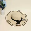 Wide Brim Hats Bucket Womens Summer Bage Fashion Fashion Flat Barb Barb Nama Leisure Straw Q240427