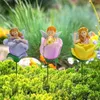 Figuras decorativas de 3x Apuestas de jardín Angel Patio Miniatura Estatua de resina Figura para entrada fuera de plantas en macetas Acción de Gracias