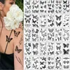 Трансфер с татуировкой 30 шт./Лот 3D бабочка поддельные татуировки наклейки для женщин -девочек черная перенос тату