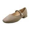 Casual Shoes 2024 Wysoka jakość dla kobiet Mary Women's Heels Summer Square Stopa Solid biuro i kariera zapatos