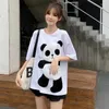 Женские футболки Tice Fluffy Panda с короткими рукавами для женщин o eck ose forcual винтажные футболки мультфильм Y2K Fashion Summer