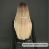 الباروكات الاصطناعية 7JHH WIG Womens Long Brown Umbrey الأشقر الاستخدام اليومي لقطع مسطح عالي الكثافة Q240427