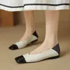 Casual Shoes Tuling Jun 2024 Spring Flat Sole Square Toe Color Matching Light Mouth Single Shoe Low Heel Comfort Leisure for Women L
