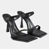 Dress Shoes High Heels 2024 Square Toe Open Slim Chain Sandals Women's Thin Roman Style Sexy