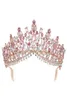 Baroque Rose Gold Pink Crystal Bridal Tiara Crown With Comb Pageant Prom Veil Headband Wedding Hair Accessories 2110062234816