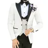 Bell'indomito smoking rosa bianco da sposa 2024 neri a punta a punta uomo blazer wellcoat montato a 3 pezzi giubbotto coprire abiti da spicch
