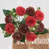Декоративные цветы высококачественные продажи шелковых искусственных чая бутон роза свадебная свадьба рождественская рождественская украшения венки дома ваза Diy