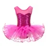 Nice Girls Ballerina Fairy Prom Party Kids Vestido de flores de lentejuelas de lentejuelas Gymnastic Leotard Ballet Tutu Vestido 240412