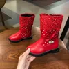 Boots Mudipanda Girls Winter Bota Pink Red Black Lace Fashion Shoes Flat Warm Bot For Kids Children Snow Boot