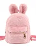 Rucksack 2024 Kinderschule Hare Plüsch Faux Fell Ohren Kinder Tasche für Mädchen Kawaii Kindergarten Schulter Mini -Rucksäcke