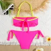 Set Girls Patchwork Fringe Bikini Swimsuit Kids Kid Top Top Two Piece's Children's Swimwear 512 anni BACKED BACKING SUD BADE CHE SOCCEGGIO