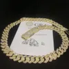 Fehlerfreie VVS Diamond Hip Hop 925 Sterling Silber Cuban Link Chain 10k 14k 18k Gold Iced Out Moissanit Kubanische Halskette Armband