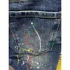 Mäns jeans hösten ny vintage män tie färgämne mode gata klädmålning prick graffiti hip hop trend ultrat tunna byxor q240427