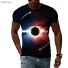 T-shirts masculins Été Exploration Space créatif Modèle Imprimé Grand T -Shirts 3D Univers de mode Natural Clothing.xw