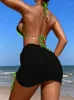 Kvinnors badkläder 3st Push Up Bikini med Cover-Up Swimsuit Women Sexig plus storlek 2024 Beach Wear Micro Biquini Set Bathing Suit XL
