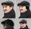 Berety zimowe napędzanie men39s sboy hat with earmuffs beret stary człowiek płaski top ciepły manberets3803142