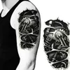 Tattoo Transfer tillfällig 3D Black Robot Mechanical Arm Fake Transfer Tattoo Stickers Cool Men Spray Waterproof Designs 240427