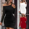 Casual Dresses Knitted Fabric Dress Elegant Lace Patchwork Off Shoulder Bodycon For Women Autumn Winter Long Sleeve Wrapped Party