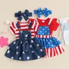 Vêtements Ensembles Summer Independence Day Baby Girls Tenues Tenues de la jupe à soupe de guste à manches courtes