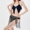 Damskie stroje kąpielowe 2024 czarne seksowne bikini set String Femmale Swimsuit 3 sztuki na plażę na plażę