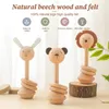 Mobile# Baby Holzmontessori Spielzeug Cartoon Tier Kaninchen Krokodilblöcke Rassel Rätsel Spiel Holzring Neugeborene Rassel Teethering Toys D240426