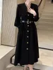 Abiti casual coreana dolce ragazza che pendola vestito slim fit per la cintura del colletto marinaio autunnale femminile elegante vestiti femminili di moda nera