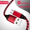 Accessoires Nylon gevlochten draadladerkabel Micro USB -kabeldatum Sync 2a snel opladen voor Samsung A3/A5/A7A Huawei Android mobiele telefoon