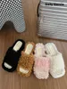 Slippers Solid Christmas Wild Short Plush Women Winter Slides Square Toe Paltform Sexy 2024 Style Outdoor Casual Shoes