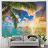 Tapices Hawaii Beach Scenery Tapestry Cartoon Santa Ocean Sea Palm Tree Sailboat Autumn Winter Forest Landscape Wall Decoración del hogar