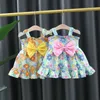 Mädchenkleider Sommer Baby Kleid Baby Girl Big Bow Bunte Blumendruck Hosentender Prinzessin Kleid Kinderkleid Kleid