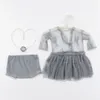 Kläder sätter 3st född pografi rekvisita baby flicka spetsklänning spädbarn småbarn po huvudbonad kläder 0-6 månad kjol poshoot