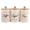 Botellas de almacenamiento botes de caramelo 3pcs/set Frascos de metal sellados de cocina Sugar/Café/Té Organizador de hierro Home Home Home Home Caja