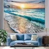 Tapissries Blue Sea Tapestry Classic Landscape Tapestry Sunset Beach Mönster Beach Ocean Wave Home Decor Tapestry Tapiz Pared Tapices