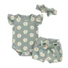 Set di abbigliamento Princess Floral bambine outfit estivi per la manica graziosa per manica per manica per manica cannoni cortometrali davanti a 3 pcs set abiti nati