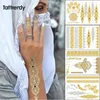 Tattoo Transfer 4pcs new Indian Arabic design golden silver flash tribal henna tattoo paste metalicos color metal tattoo set body hand Bride hot 240426