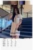 アーバンセクシードレスデザイナーGファミリーニットベージュラウンドネック半袖ドレスカジュアルレイジースタイルスリミングスカート2023夏の新しいLQ25