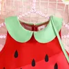 Fille robe bébé filles robe costume pastèque imprimé collier sans manche princesse de mode d'été décontractée avec sac