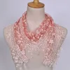 Shawls Sweet Pretty Elegant Hollow Lace Rose Floral Knit Triangle Mantilla Scarf Women Ladies Shawl Wrap Scarves d240426