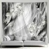 Wandteppiche elegante und modische Fantasieperlen und Diamanten Bouquet 3D -Style Tapestry Home Terrasse Wand Hänge Art Deco Aliving Room Mura