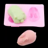 Formar 2022 Nya 3D DIY Bakningsverktyg Non -stick Silikonkakor Mögel Rabbit Pig Forms Choklad Mold For Pastry Pudding Jelly